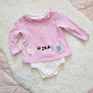 Joules Baby Cotton Mock Layer Bodysuit | 3-6M